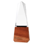 Tower Shaped Crystal Awards with Wooden Base