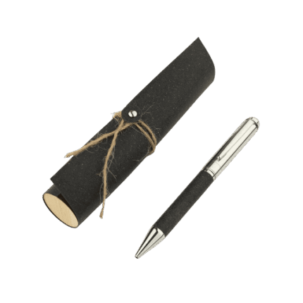 KORU - eco-neutral Metal Pen with Recycled Leather Barrel - Black