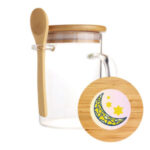 Clear Glass Mug with Bamboo Lid and Spoon Ramadan Gifts
